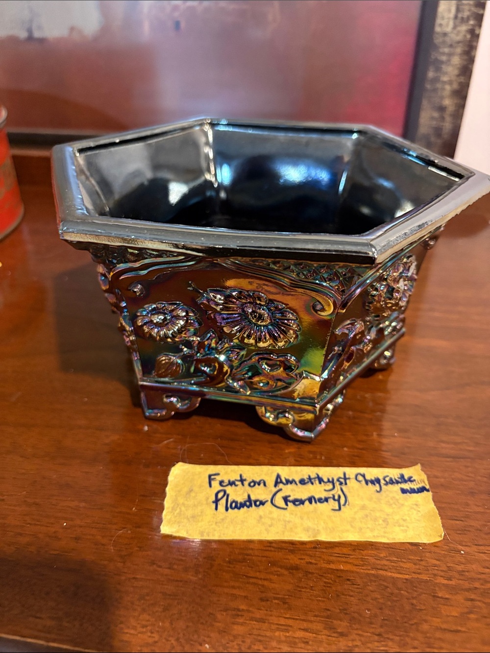 Fenton Amethyst Iridescent Glass Planter vintage antique collectable